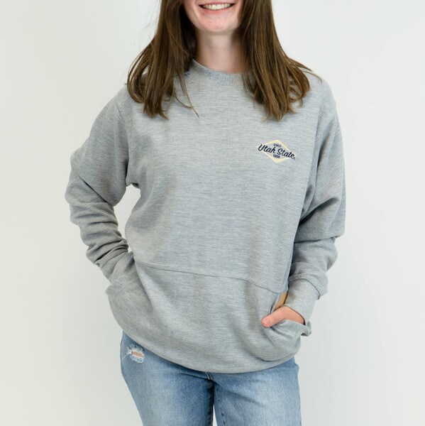 ribbed utah state pocket sweatshirt